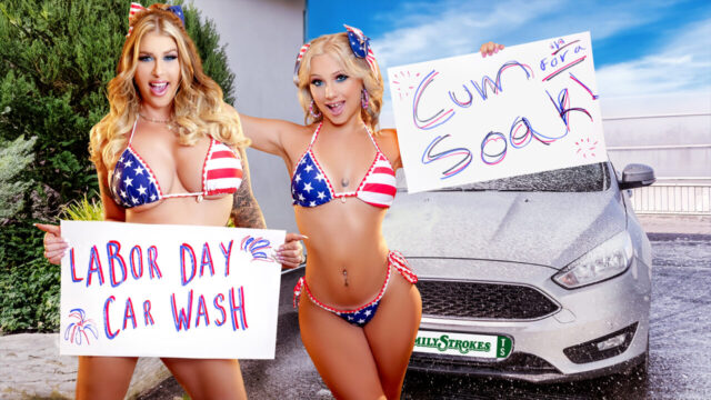 Venus Rivers , Lolly Dames - Car Wash Duo Shake Tits and Score Big